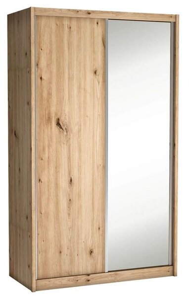 Skriňa s posuvnými dverami a zrkadlom ANICA - šírka 143 cm, dub artisan