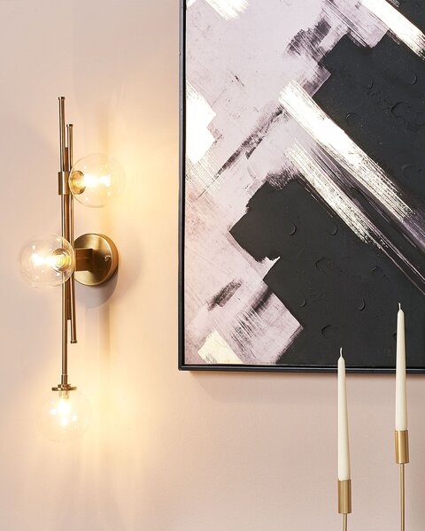 Nástenná lampa zlatá železo a sklo 3 svetlá moderný dizajn stropné svetlo glamour štýl