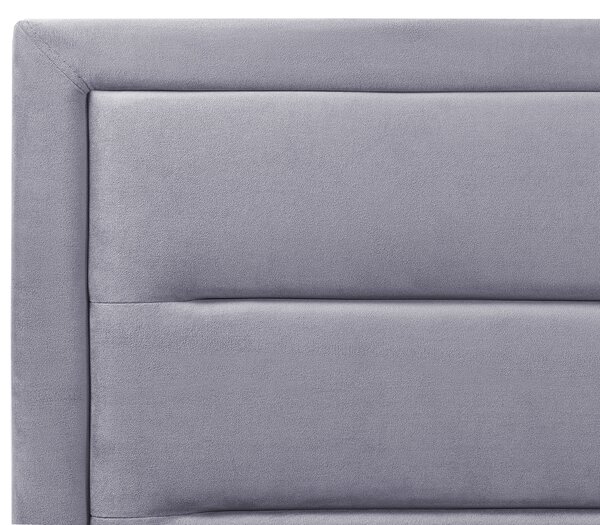 Posteľ s úložným priestorom tmavosivá zamatové čalúnenie 180 x 200 cm čalúnené čelo lamelový rošt moderný štýl spálňa