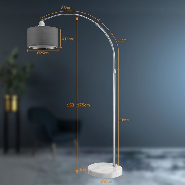 Oblúková stojanová lampa s mramorovou základňou