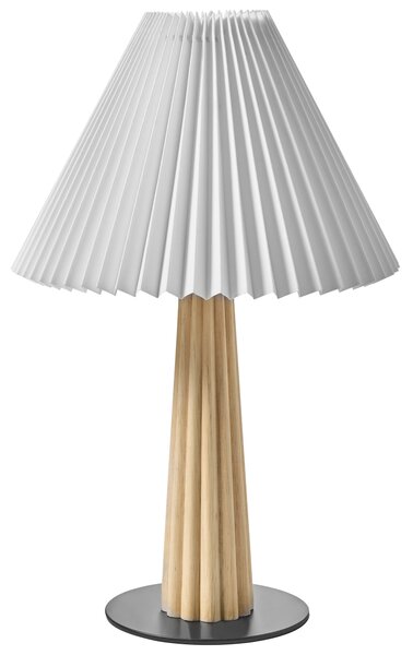 Stolná lampa prírodná kaučukové drevo biele látkové tienidlo industriálny štýl spálňa obývacia izba
