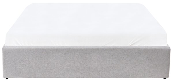 Posteľ s úložným priestorom svetlosivá čalúnená 140 x 200 cm čalúnený rám postele s roštom moderný dizajn