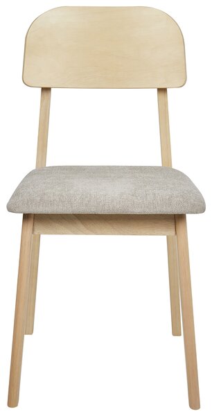 Sada 2 jedálenských stoličiek svetlé drevo sivobéžová kaučukové drevo polyester drevený rám bez podrúčok moderný retro štýl kuchyňa jedáleň