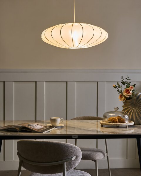 Závesná lampa krémová biela nylon látkové tienidlo osvetlenie moderný štýl obývacia izba