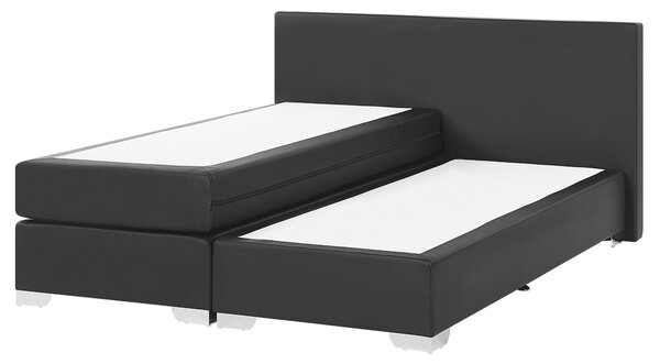 Kontinentálna posteľ čierna umelá koža 160 x 200 cm vreckový pružinový matrac s čelom moderný štýl spálňa