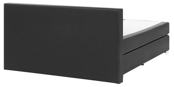 Kontinentálna posteľ čierna umelá koža 160 x 200 cm vreckový pružinový matrac s čelom moderný štýl spálňa