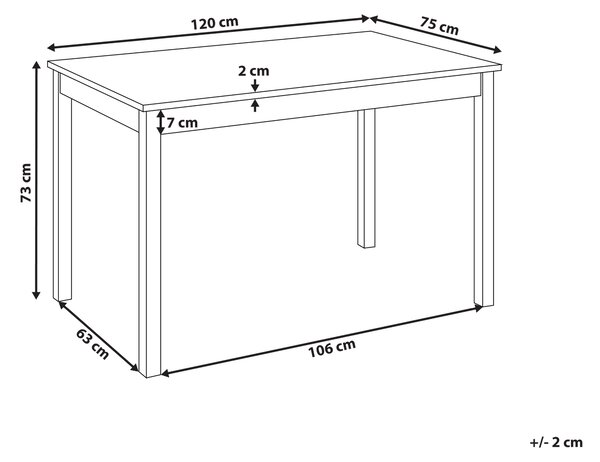 Jedálenský stôl biely topoľové drevo MDF doska 119 x 73 cm drevené nohy škandinávsky štýl kuchyňa jedáleň