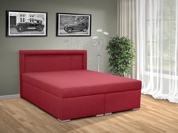 Čalúnená posteľ s úložným priestorom Tango 180 Farebné provedení: Savana červená 60, Typ čela: B