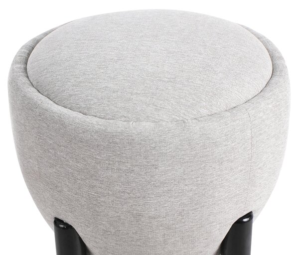Taburetka sivá polyester umelý ľan čalúnený taburet nohy z kaučukového dreva bytové doplnky obývacia izba