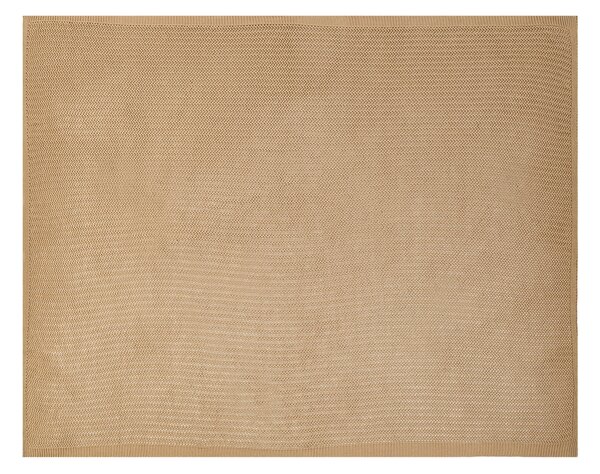 Prikrývka na posteľ svetlohnedá bavlnená 150 x 200 cm klasický dizajn pletená ozdobná deka do spálne