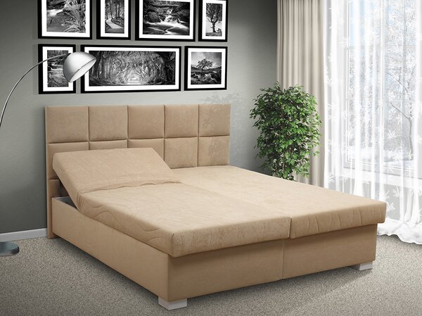 Čalúnená posteľ s úložným priestorom Morava 180 pelest / barva: POLOHOVACÍ / Alova béžová, pelest / matrac: PUR PENA