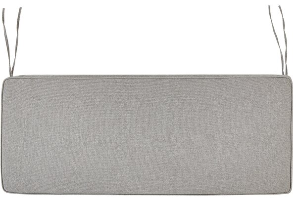 Sedací vankúš na záhradnú lavicu sivý polyester 108 x 45 cm jednofarebný bez vzoru šnúrky odolnosť voči UV žiareniu exteriér