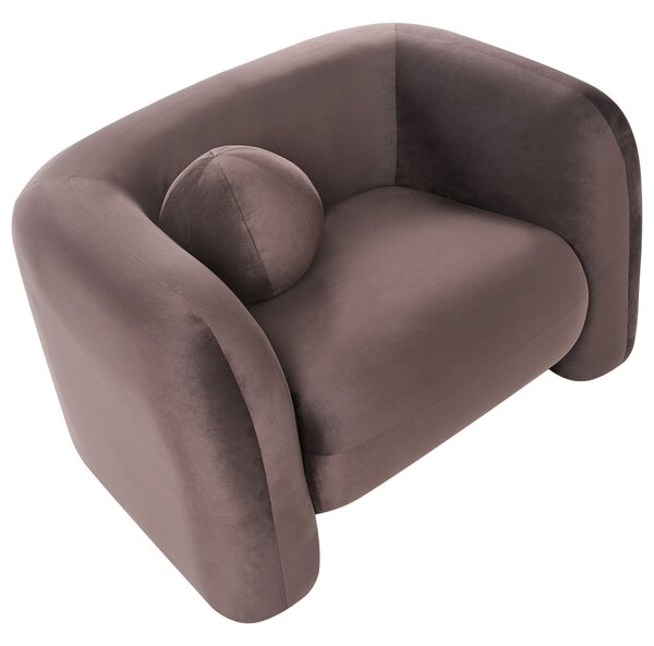 Kreslo tmavohnedé zamatové čalúnenie okrúhly vankúš retro glamour art deco štýl obývačka spálňa