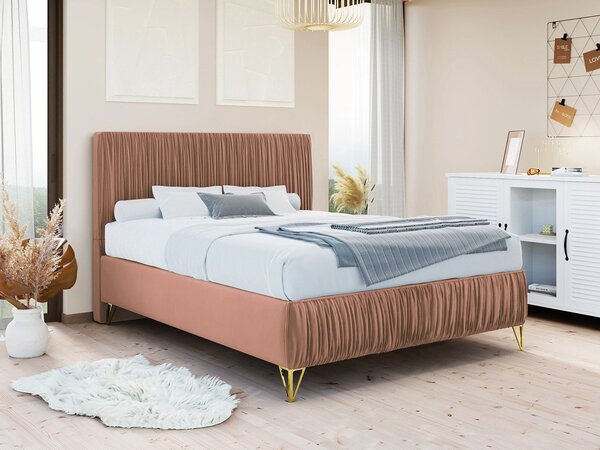 Čalúnená manželská posteľ 140x200 HILARY - ružová