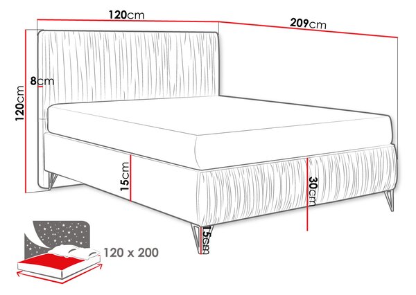 Čalúnená jednolôžková posteľ 120x200 HILARY - krémová