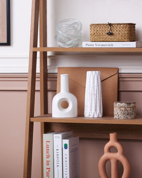Váza na kvety biela kameninová 24 cm matný povrch moderný minimalistický štýl doplnky dekorácie