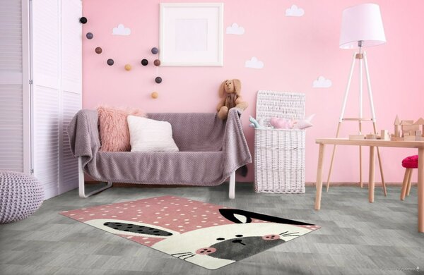 Vopi, Detský koberec Kiddo F0131 pink, 80x150, ružová, detská izba