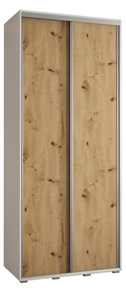 Šatníková skriňa ASIRI 1 - 110/60 cm, biela / dub artisan / strieborná
