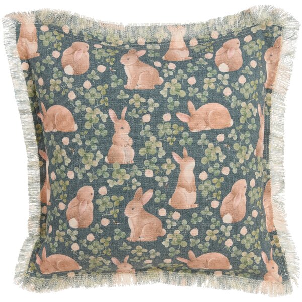 Sada 2 dekoratívnych vankúšov zelená bavlna polyester 45 x 45 cm zvieracia potlač štvorcové veľkonočné dekorácie