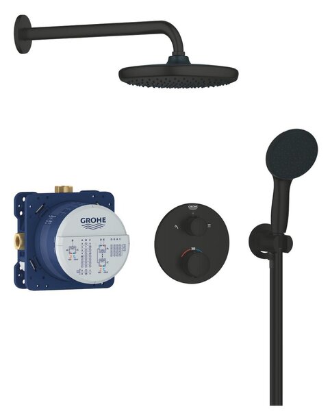 GROHE Precision Thermostat - Podomietkový sprchový systém s Vitalio Start 250, čierna matná 348832430