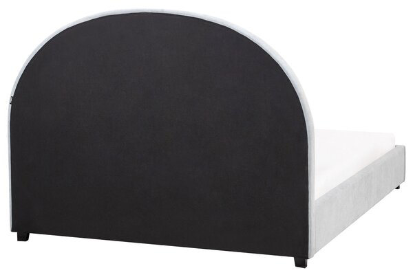 Posteľ svetlomodrá čalúnená ženilka 140 x 200 cm zaoblené čelo minimalistický retro dizajn spálňa