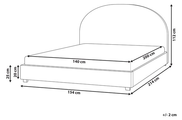 Posteľ svetlomodrá čalúnená ženilka 140 x 200 cm zaoblené čelo minimalistický retro dizajn spálňa