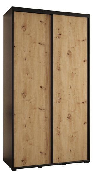 Šatníková skriňa ASIRI 1 - 130/45 cm, čierna / dub artisan / čierna