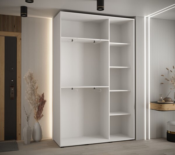 Šatníková skriňa ASIRI 1 - 150/45 cm, biela / strieborná