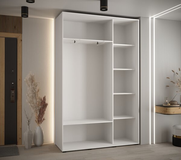 Šatníková skriňa ASIRI 1 - 150/45 cm, biela / strieborná