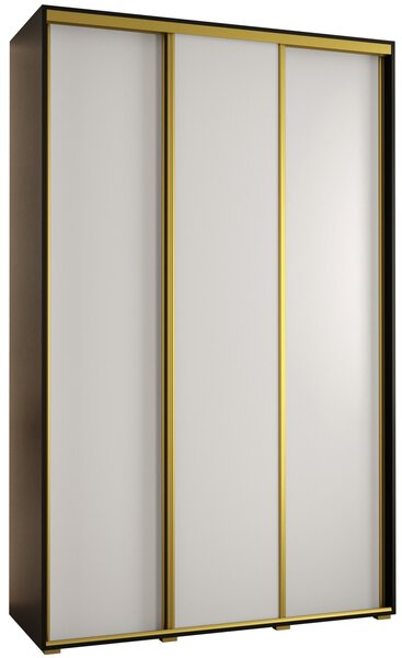 Šatníková skriňa YVONA 1 - 150/45 cm, čierna / biela / zlatá