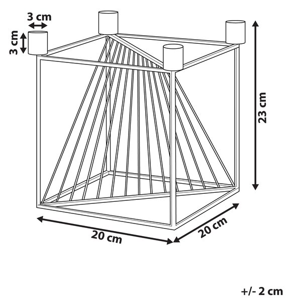Svietnik zlatý kov 23 cm geometrický dizajn v tvare kocky na 4 sviečky moderný glamour štýl doplnky dekorácie
