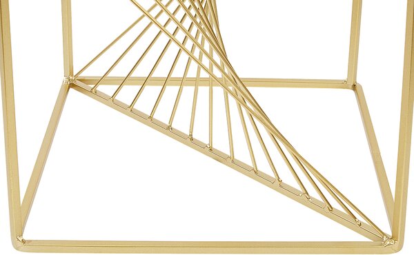 Svietnik zlatý kov 23 cm geometrický dizajn v tvare kocky na 4 sviečky moderný glamour štýl doplnky dekorácie