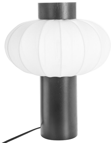Stolná lampa čierna kov železo nylonové tienidlo kaučukové drevo moderná obývacia izba spálňa