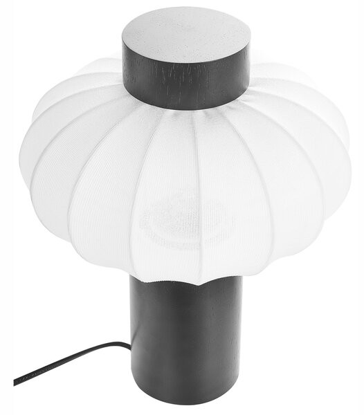 Stolná lampa čierna kov železo nylonové tienidlo kaučukové drevo moderná obývacia izba spálňa
