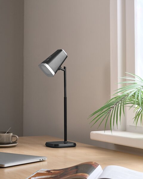 Stolná a nástenná LED lampa čierna syntetický materiál 3 režimy teploty svetla so stmievačom nastaviteľná odnímateľná kancelária