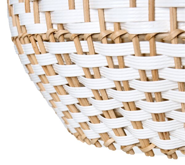 Závesná lampa biela ratanové tienidlo železný rám závesná lampa boho štýl osvetlenie