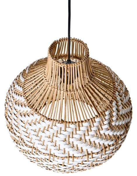 Závesná lampa biela ratanové tienidlo železný rám závesná lampa boho štýl osvetlenie