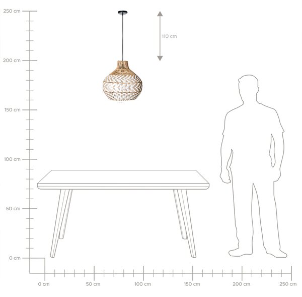 Závesná lampa biela ratanové tienidlo železný rám závesná lampa boho štýl osvetlenie