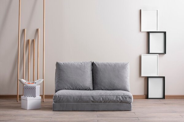 Hanah Home 2-miestna viacúčelová pohovka Taida 120 cm sivá