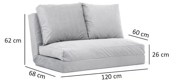 Hanah Home 2-miestna viacúčelová pohovka Taida 120 cm sivá