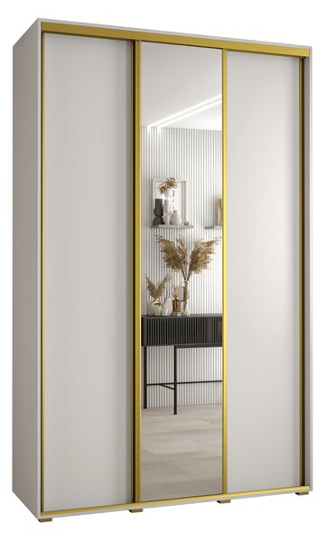 Šatníková skriňa YVONA 3 - 150/45 cm, biela / zlatá