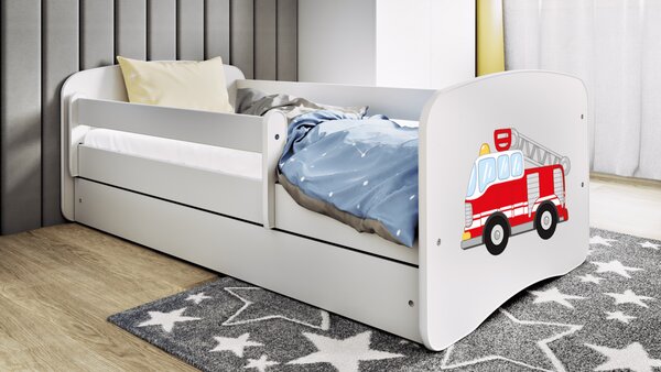 Kocot kids Detská posteľ Babydreams hasičské auto biela, variant 70x140, bez šuplíků, bez matrace