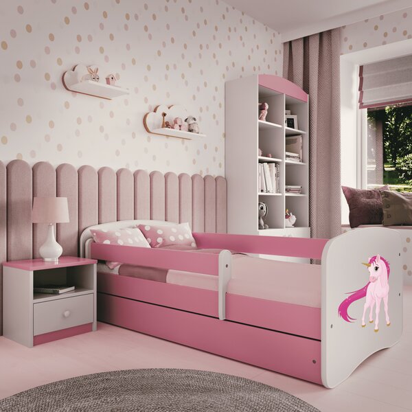 Kocot kids Detská posteľ Babydreams jednorožec ružová, variant 70x140, bez šuplíků, bez matrace