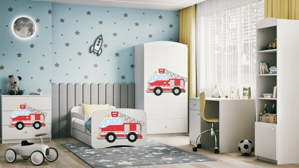 Kocot kids Detská posteľ Babydreams hasičské auto biela, variant 70x140, bez šuplíků, bez matrace