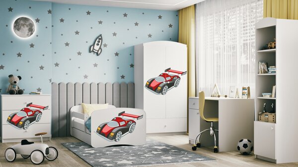 Kocot kids Detská posteľ Babydreams závodné auto biela, variant 70x140, bez šuplíků, bez matrace