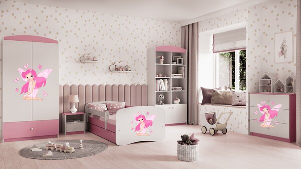 Kocot kids Detská posteľ Babydreams víla s motýľmi ružová, variant 70x140, bez šuplíků, bez matrace