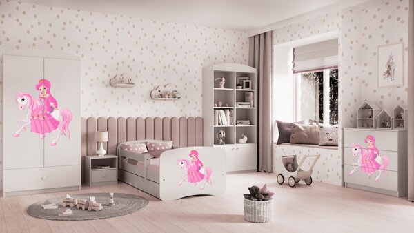 Kocot kids Detská posteľ Babydreams princezná na koni biela, variant 70x140, bez šuplíků, bez matrace