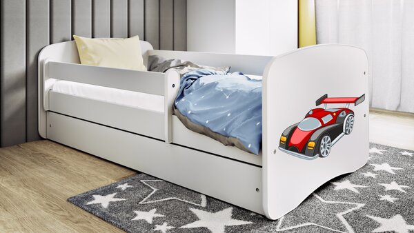 Kocot kids Detská posteľ Babydreams závodné auto biela, variant 70x140, bez šuplíků, bez matrace