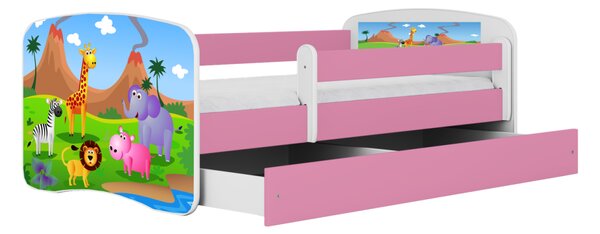 Kocot kids Detská posteľ Babydreams safari ružová, variant 70x140, bez šuplíků, bez matrace