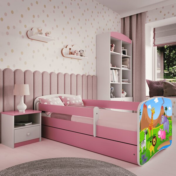 Kocot kids Detská posteľ Babydreams safari ružová, variant 70x140, bez šuplíků, bez matrace